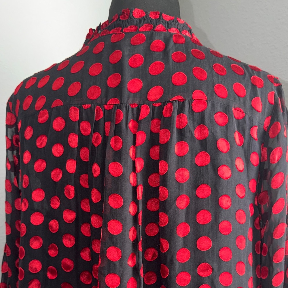 Diane Von Furstenberg Red and Black Polka Dot Print Mini Dress Size 8 - Picture 10 of 15